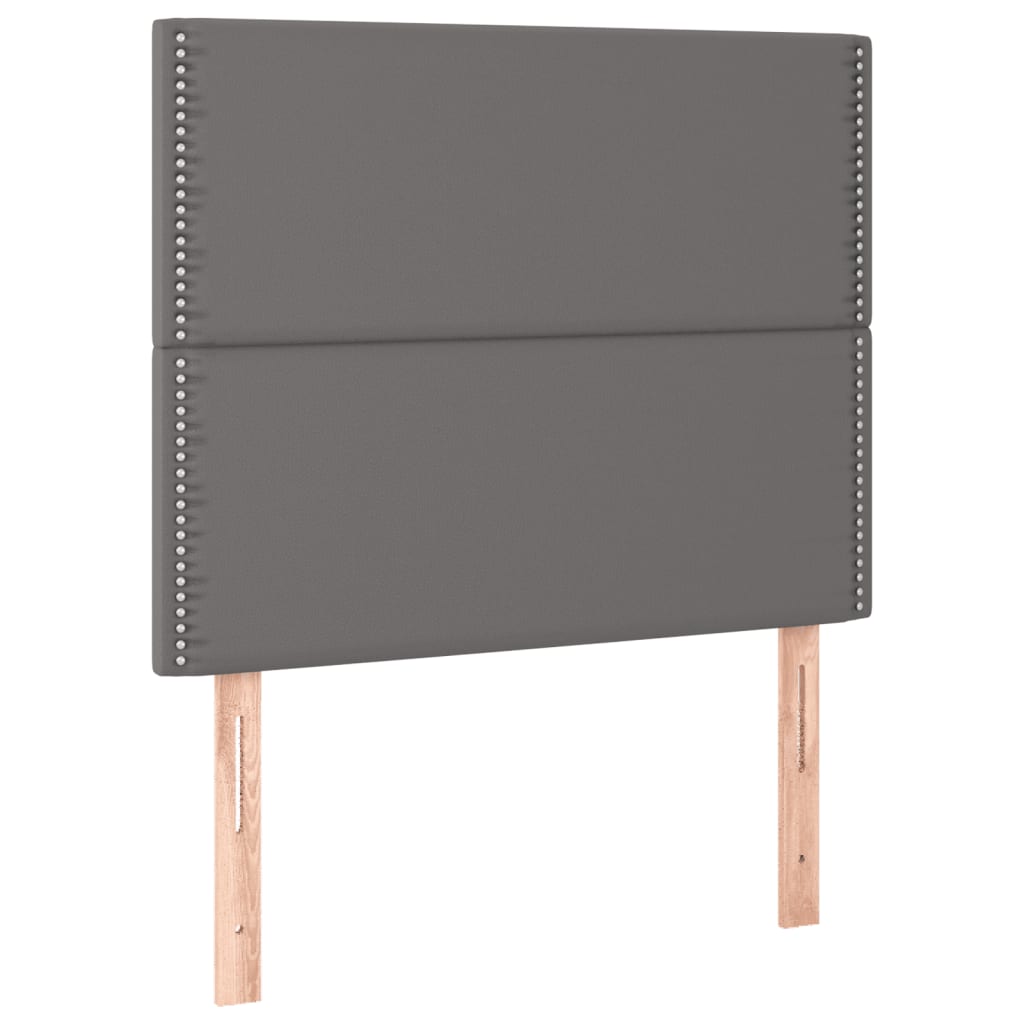 vidaXL Κρεβάτι Boxspring με Στρώμα Γκρι 90x200 εκ. από Συνθετικό Δέρμα