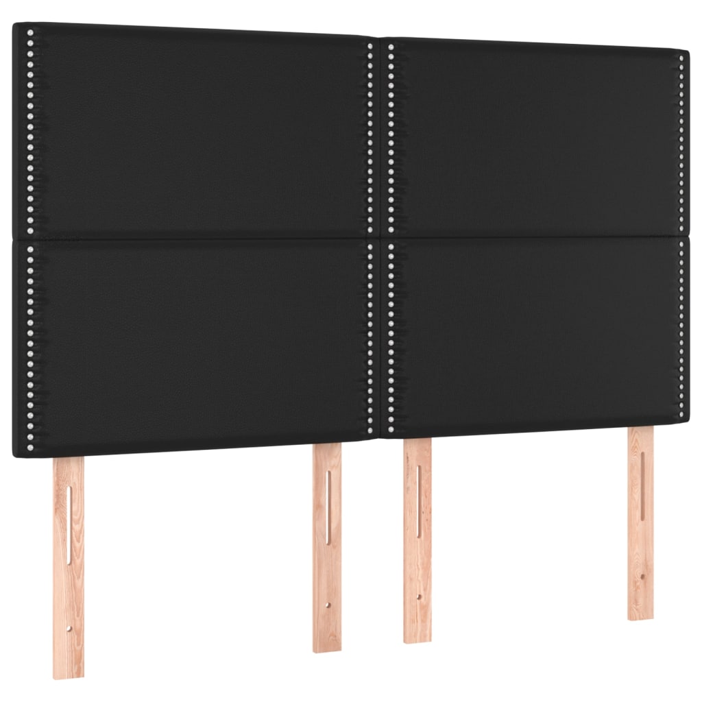 vidaXL Κρεβάτι Boxspring με Στρώμα Μαύρο 140x200εκ.από Συνθετικό Δέρμα