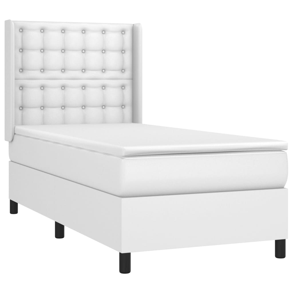 vidaXL Κρεβάτι Boxspring με Στρώμα Λευκό 80 x 200 εκ. Συνθετικό Δέρμα