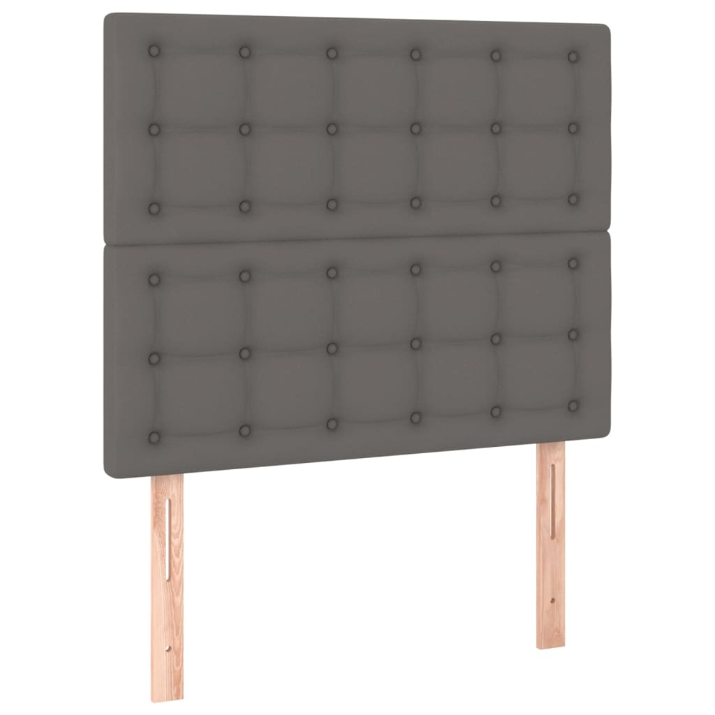 vidaXL Κρεβάτι Boxspring με Στρώμα Γκρι 90x200 εκ. από Συνθετικό Δέρμα