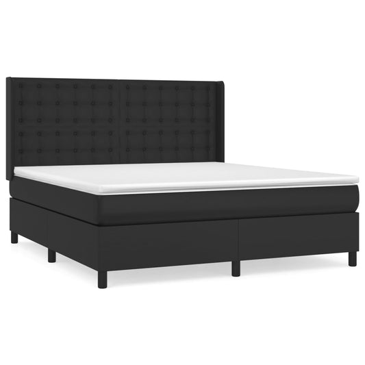 vidaXL Κρεβάτι Boxspring με Στρώμα Μαύρο 160x200εκ.από Συνθετικό Δέρμα