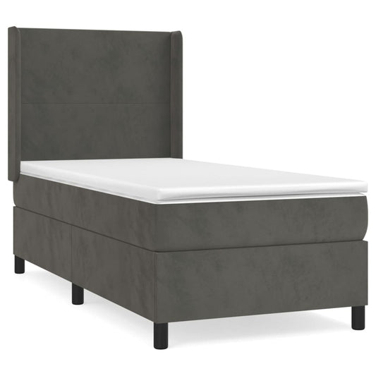 vidaXL Κρεβάτι Boxspring με Στρώμα Σκούρο Γκρι 80x200 εκ. Βελούδινο