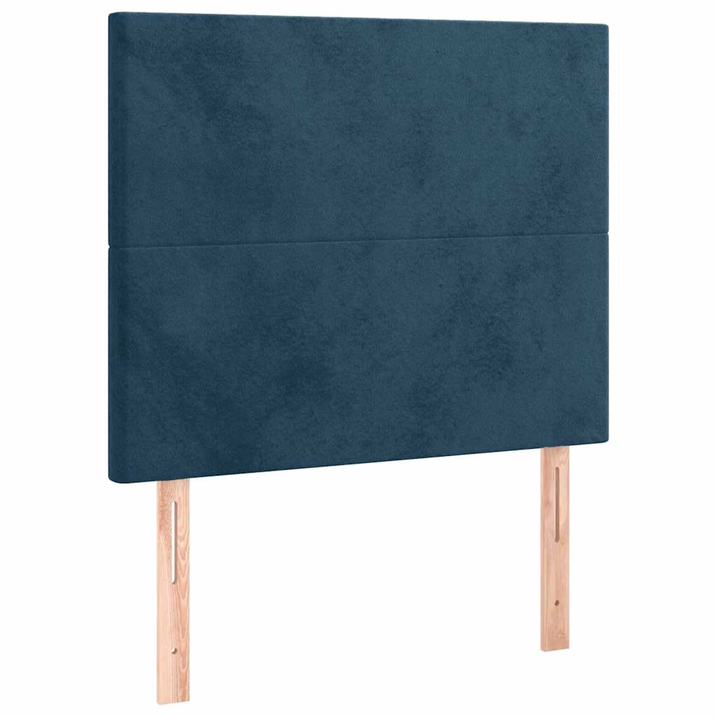 vidaXL Κρεβάτι Boxspring με Στρώμα Σκούρο Μπλε 90x200 εκ. Βελούδινο