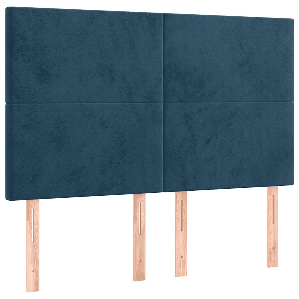vidaXL Κρεβάτι Boxspring με Στρώμα Σκούρο Μπλε 140x190 εκ. Βελούδινο