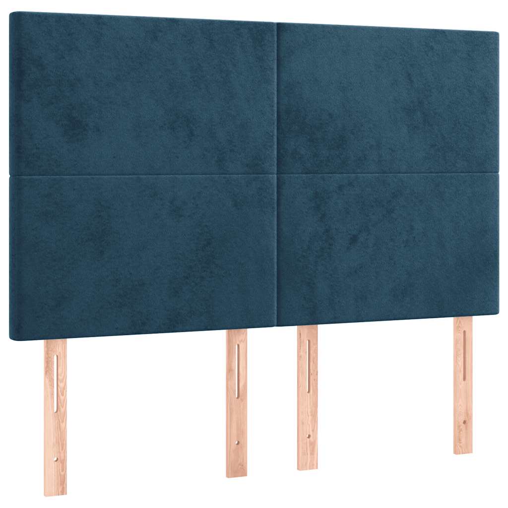 vidaXL Κρεβάτι Boxspring με Στρώμα Σκούρο Μπλε 140x200 εκ. Βελούδινο