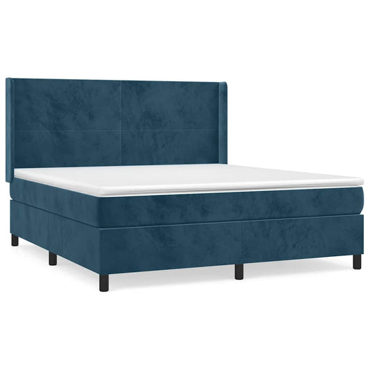 vidaXL Κρεβάτι Boxspring με Στρώμα Σκούρο Μπλε 160x200 εκ. Βελούδινο