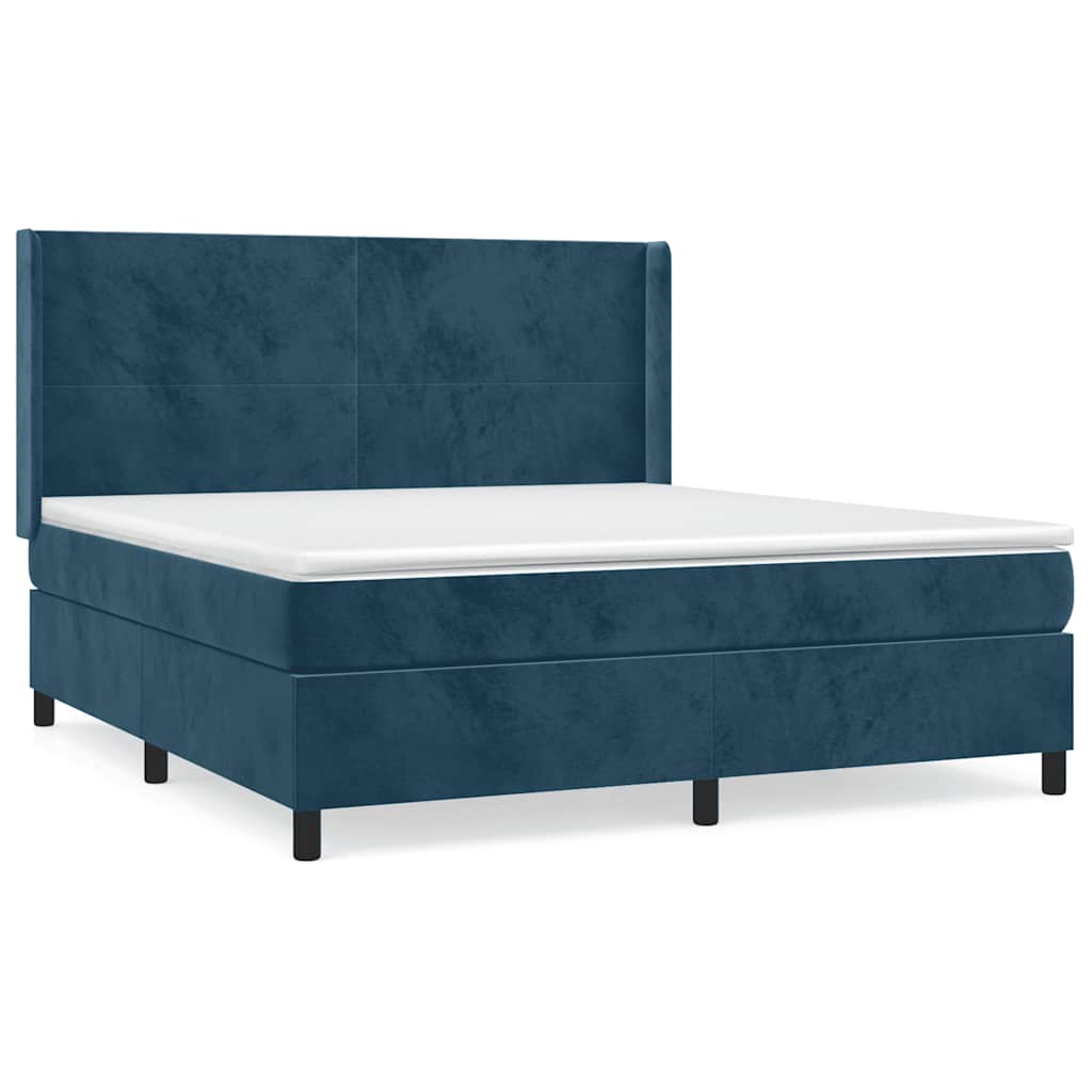vidaXL Κρεβάτι Boxspring με Στρώμα Σκούρο Μπλε 180x200 εκ. Βελούδινο