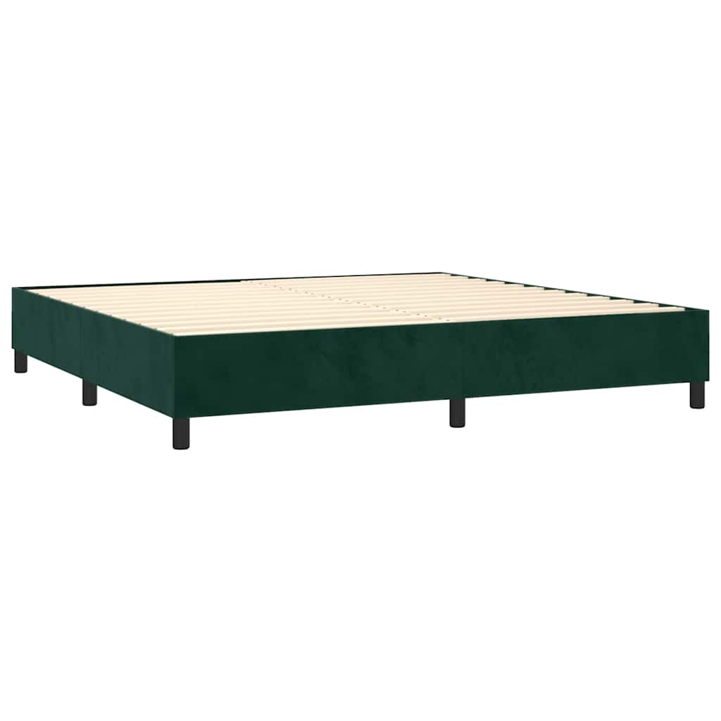 vidaXL Κρεβάτι Boxspring με Στρώμα Σκούρο Πράσινο 200x200εκ. Βελούδινο