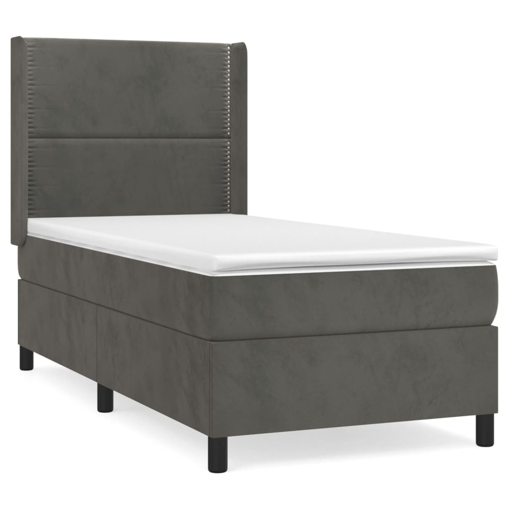 vidaXL Κρεβάτι Boxspring με Στρώμα Σκούρο Γκρι 80x200 εκ. Βελούδινο