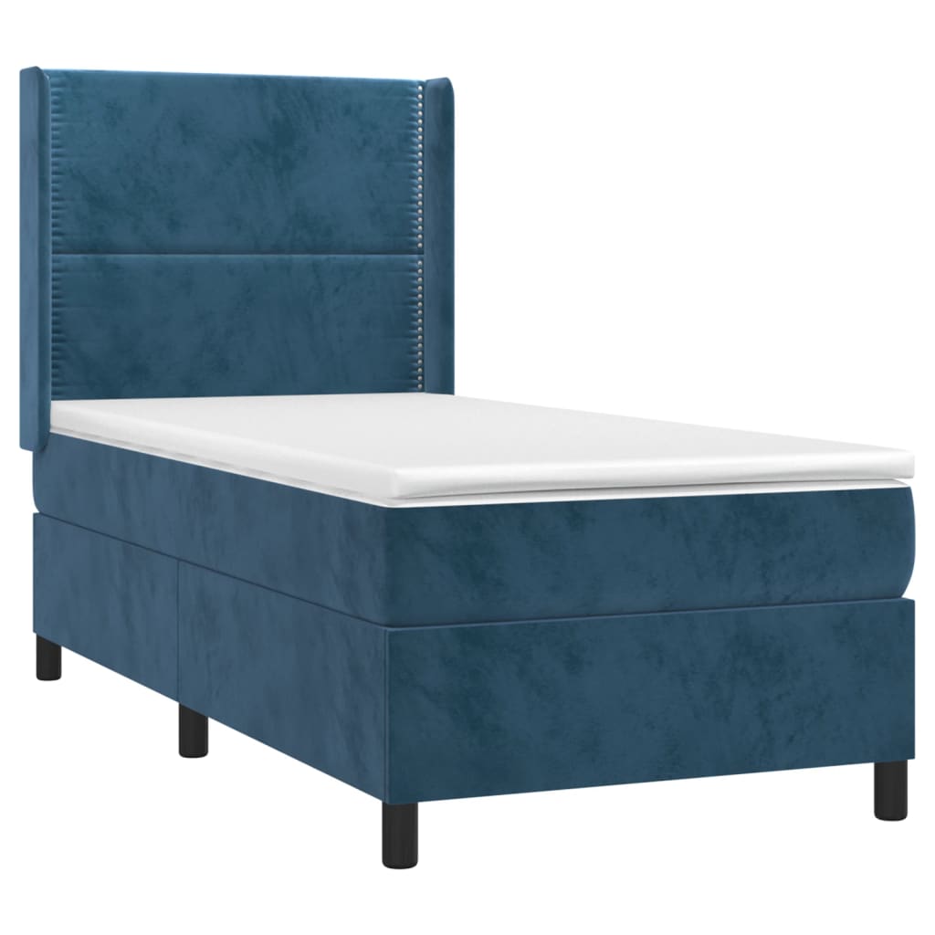 vidaXL Κρεβάτι Boxspring με Στρώμα Σκούρο Μπλε 80 x 200 εκ. Βελούδινο