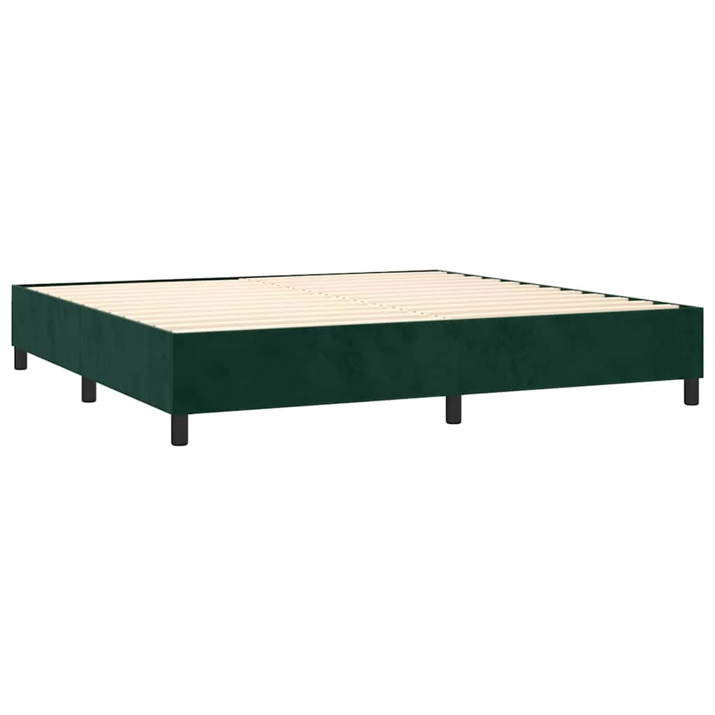 vidaXL Κρεβάτι Boxspring με Στρώμα Σκούρο Πράσινο 200x200εκ. Βελούδινο