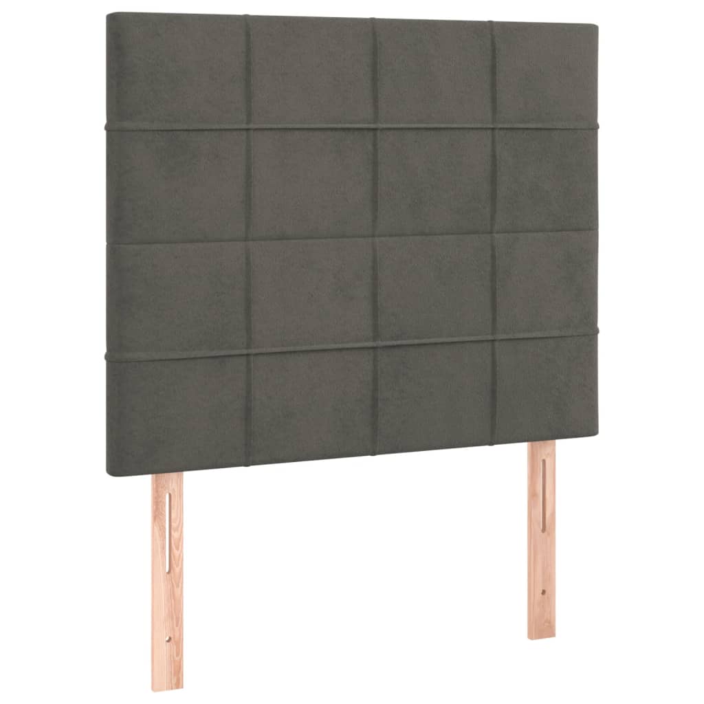 vidaXL Κρεβάτι Boxspring με Στρώμα Σκούρο Γκρι 90x200 εκ. Βελούδινο