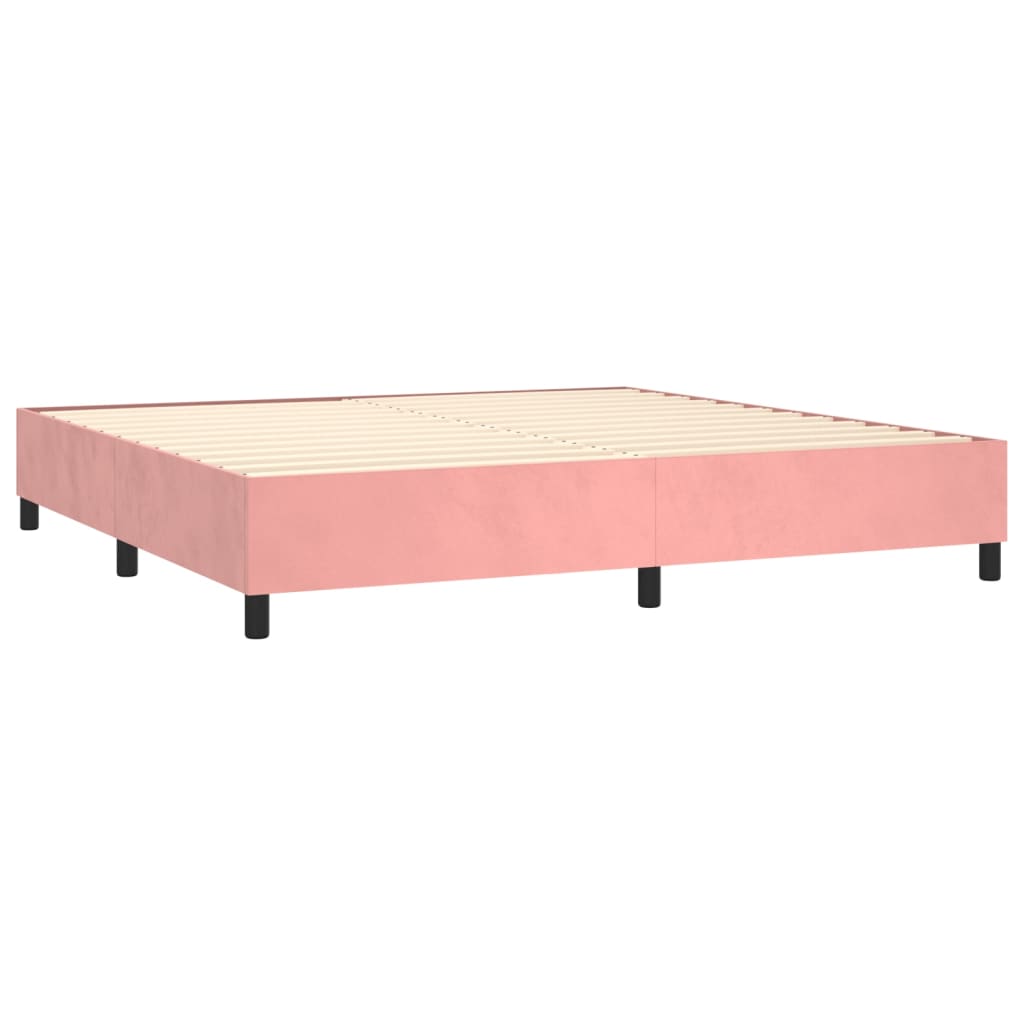 vidaXL Κρεβάτι Boxspring με Στρώμα Ροζ 180x200 εκ. Βελούδινο