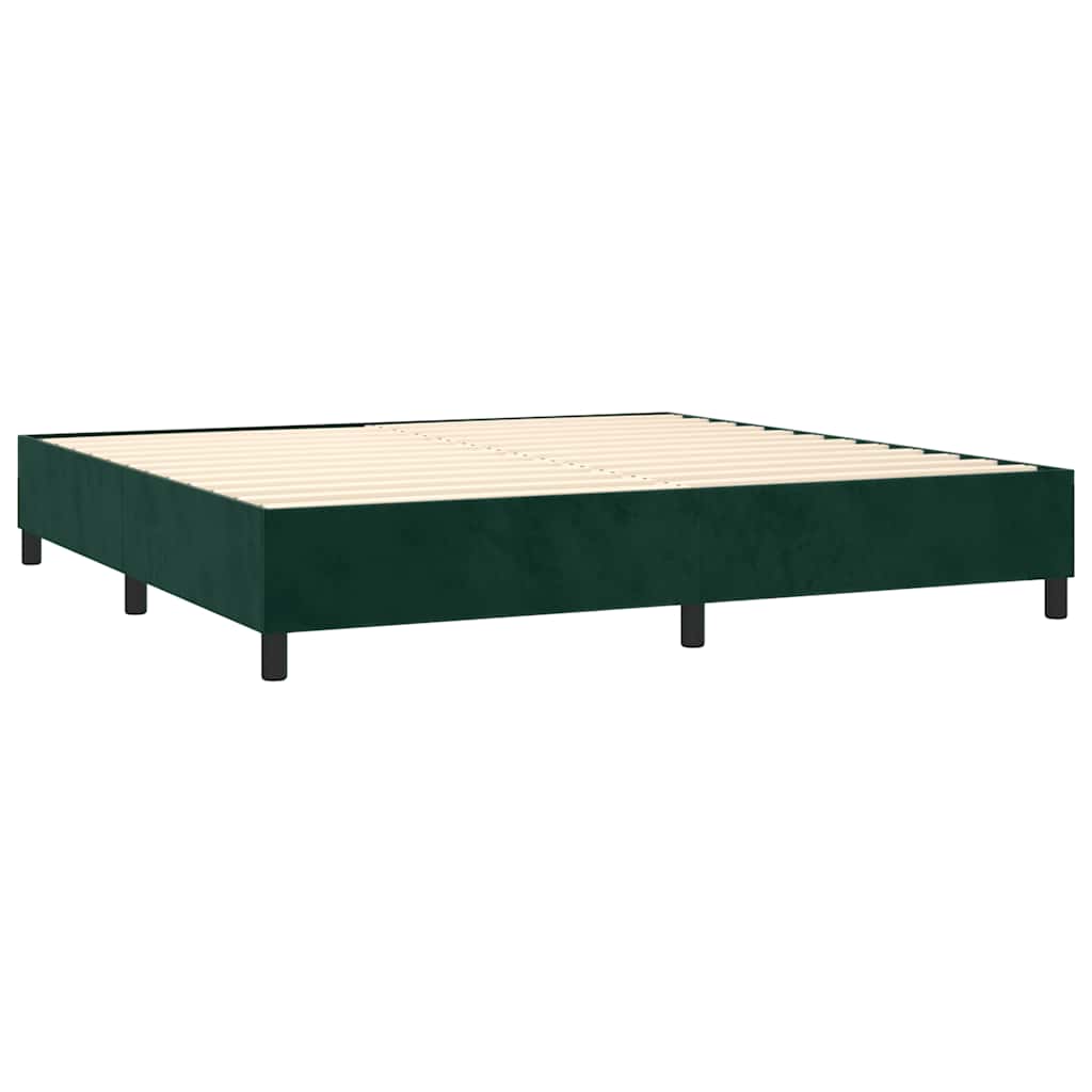 vidaXL Κρεβάτι Boxspring με Στρώμα Σκούρο Πράσινο 200x200εκ. Βελούδινο