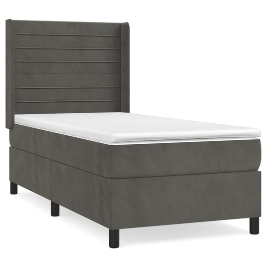 vidaXL Κρεβάτι Boxspring με Στρώμα Σκούρο Γκρι 80x200 εκ. Βελούδινο