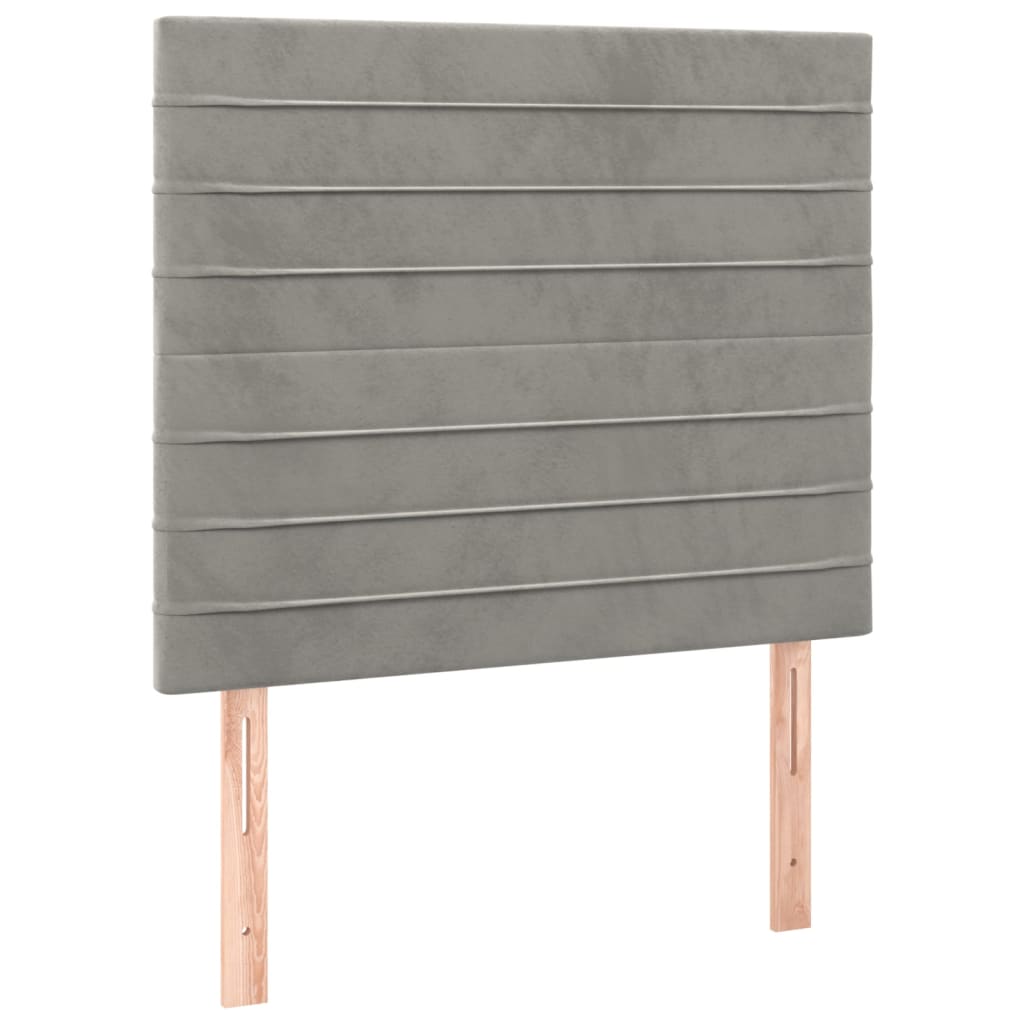 vidaXL Κρεβάτι Boxspring με Στρώμα Ανοιχτό Γκρι 90x190 εκ. Βελούδινο