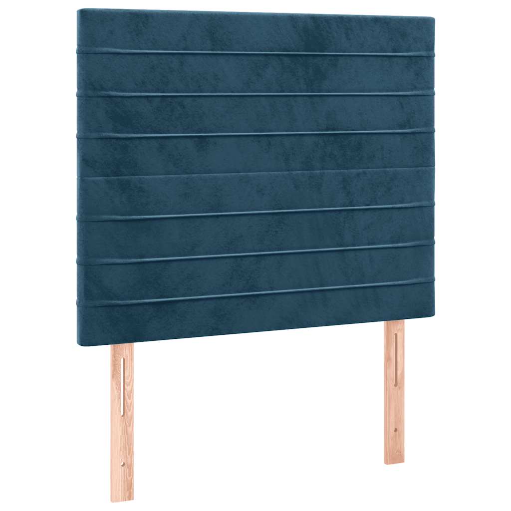 vidaXL Κρεβάτι Boxspring με Στρώμα Σκούρο Μπλε 90x200 εκ. Βελούδινο