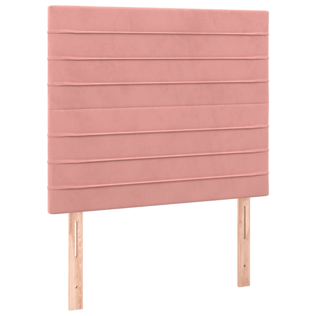 vidaXL Κρεβάτι Boxspring με Στρώμα Ροζ 90x200 εκ. Βελούδινο