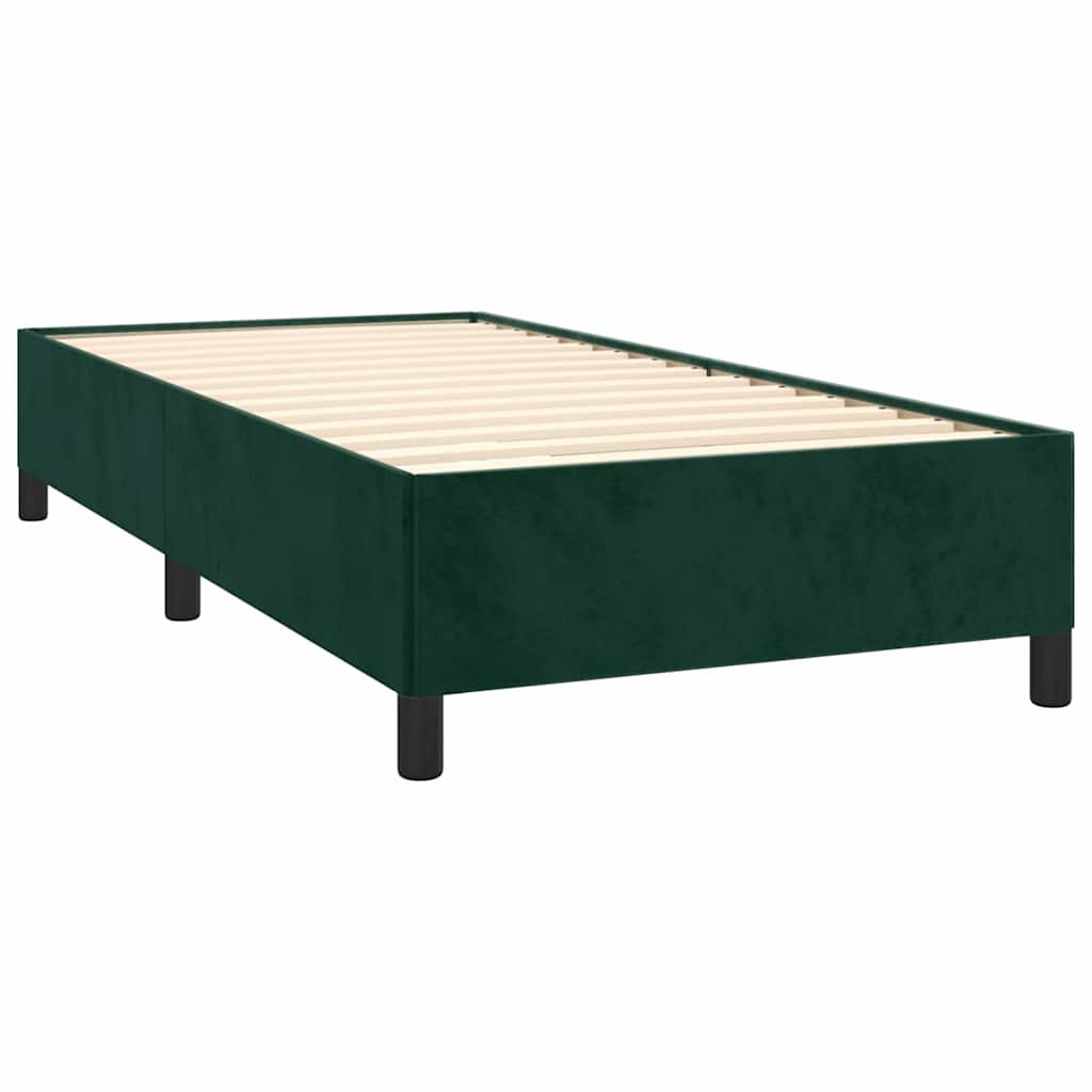 vidaXL Κρεβάτι Boxspring με Στρώμα Σκούρο Πράσινο 100x200εκ. Βελούδινο