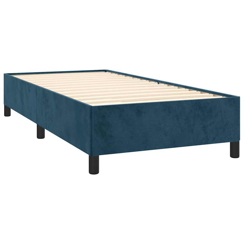 vidaXL Κρεβάτι Boxspring με Στρώμα Σκούρο Μπλε 100x200 εκ. Βελούδινο