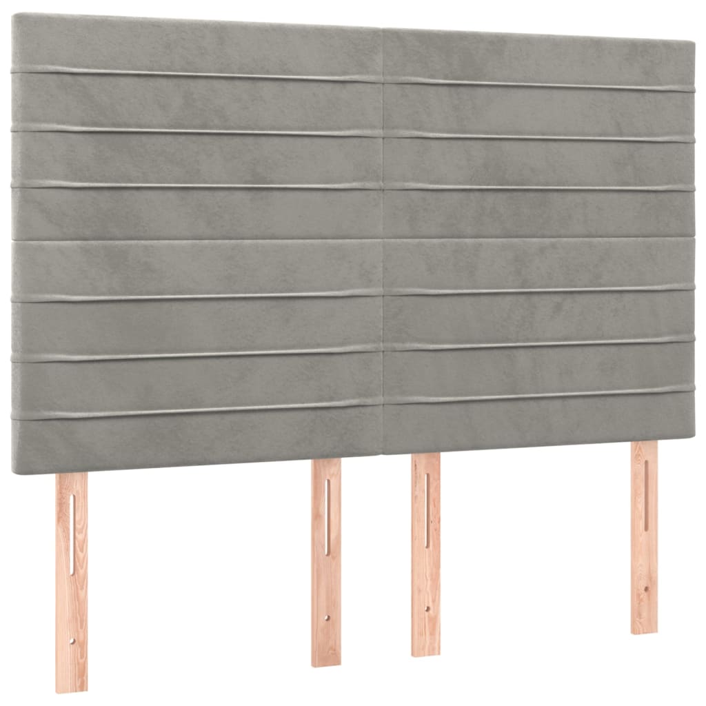 vidaXL Κρεβάτι Boxspring με Στρώμα Ανοιχτό Γκρι 140x190 εκ. Βελούδινο