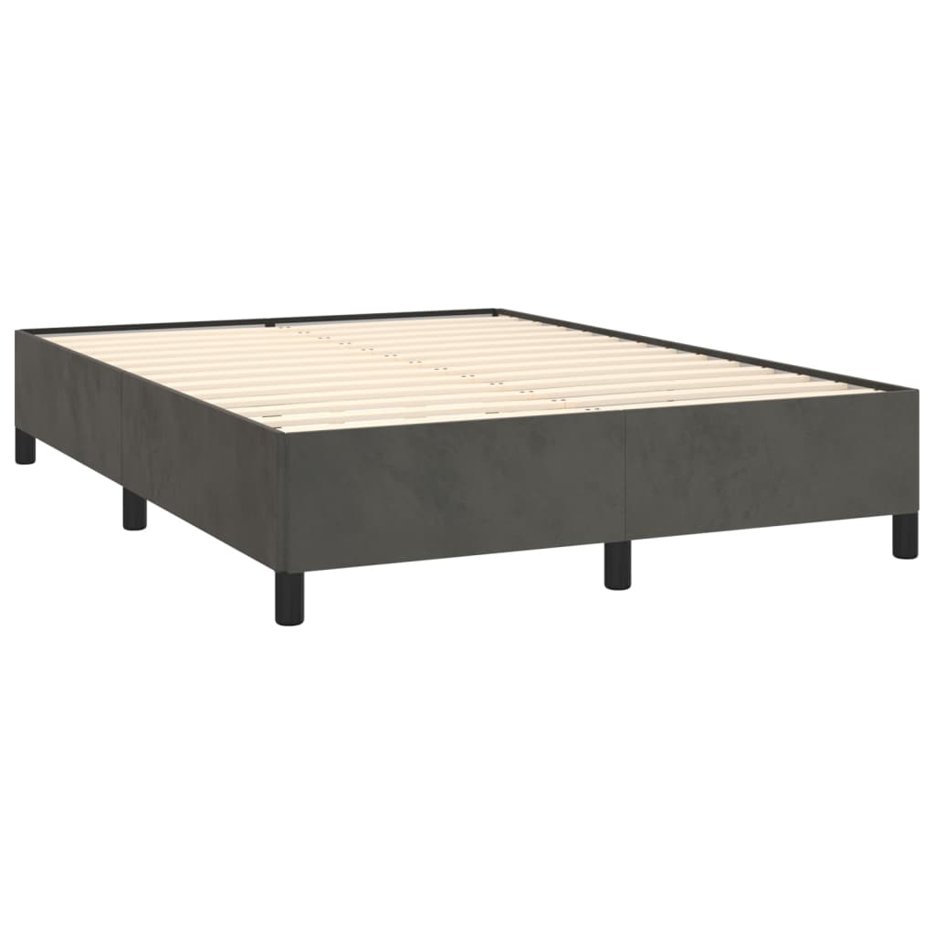 vidaXL Κρεβάτι Boxspring με Στρώμα Σκούρο Γκρι 140x190 εκ. Βελούδινο