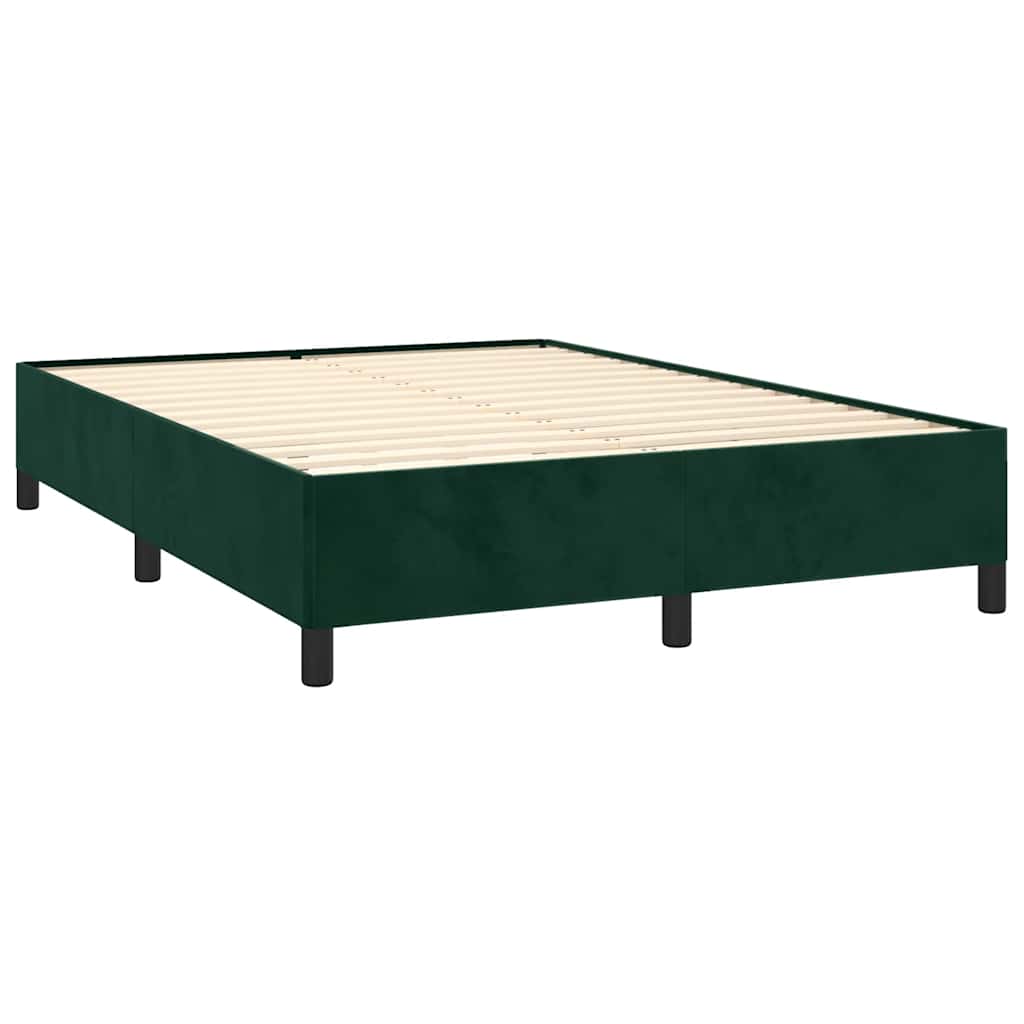 vidaXL Κρεβάτι Boxspring με Στρώμα Σκούρο Πράσινο 140x190εκ. Βελούδινο