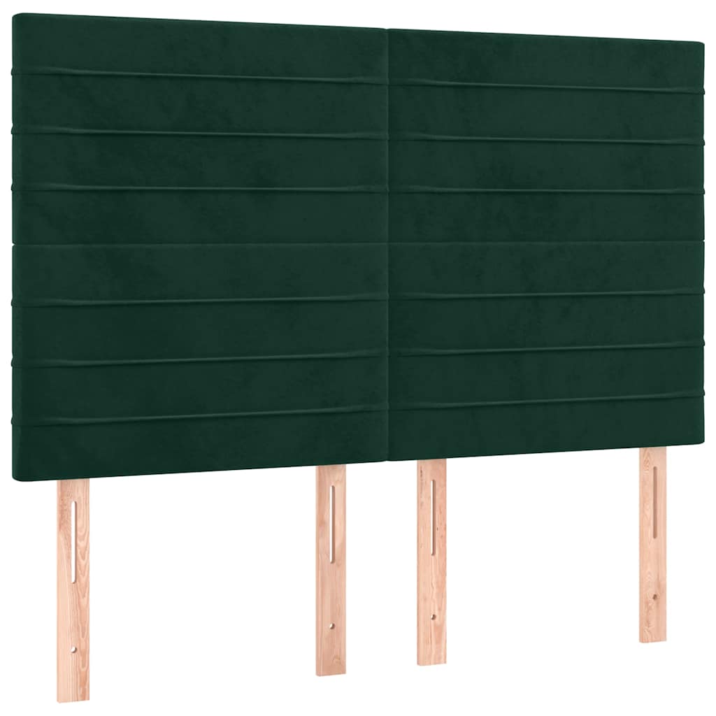 vidaXL Κρεβάτι Boxspring με Στρώμα Σκούρο Πράσινο 140x190εκ. Βελούδινο