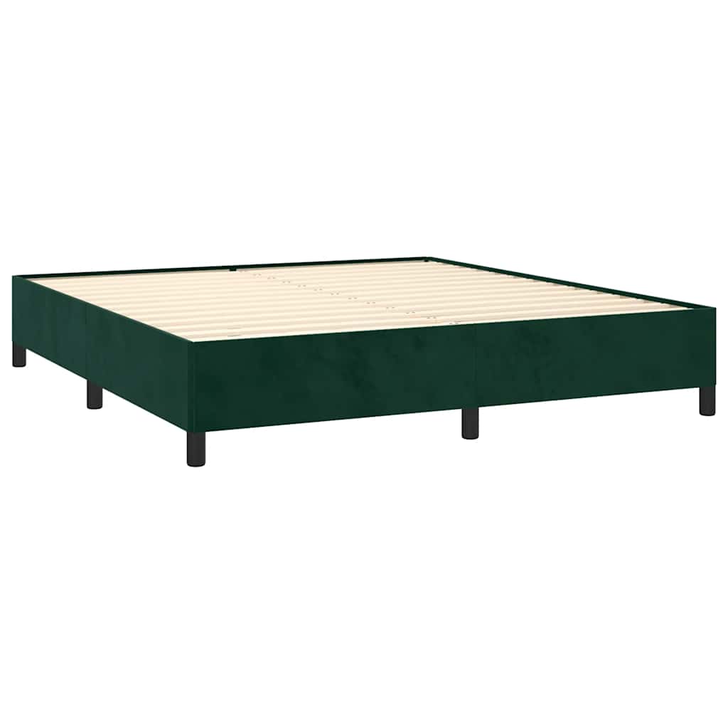 vidaXL Κρεβάτι Boxspring με Στρώμα Σκούρο Πράσινο 160x200εκ. Βελούδινο