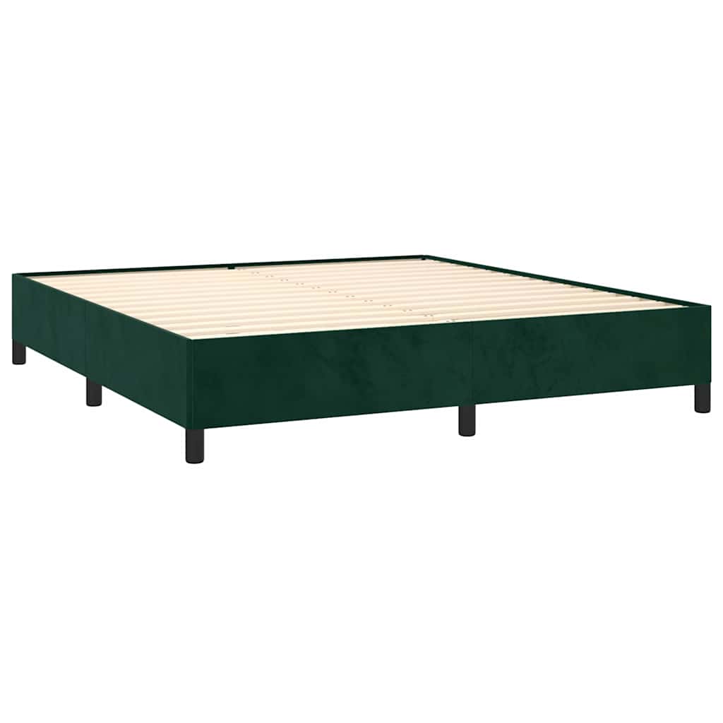 vidaXL Κρεβάτι Boxspring με Στρώμα Σκούρο Πράσινο 180x200εκ. Βελούδινο