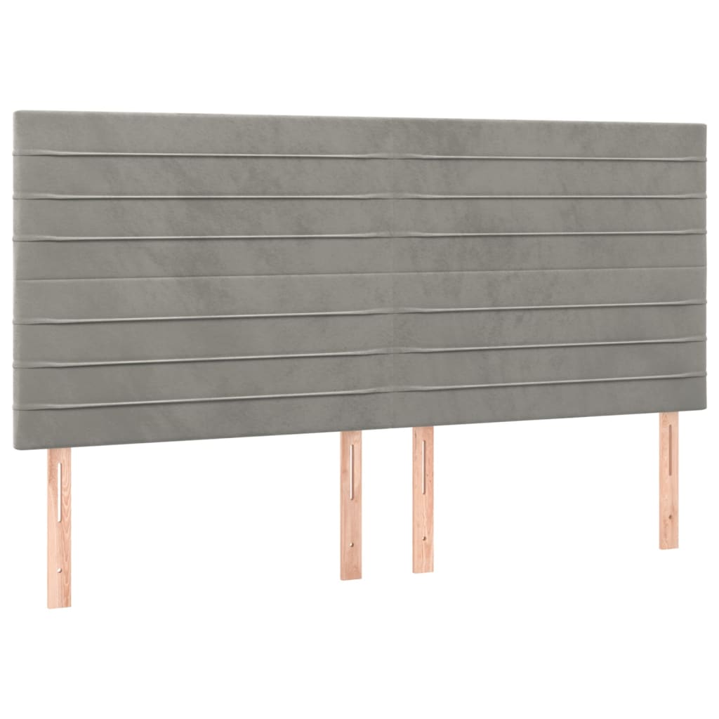 vidaXL Κρεβάτι Boxspring με Στρώμα Ανοιχτό Γκρι 200x200 εκ. Βελούδινο