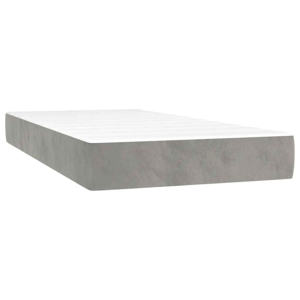vidaXL Κρεβάτι Boxspring με Στρώμα Ανοιχτό Γκρι 80x200 εκ. Βελούδινο
