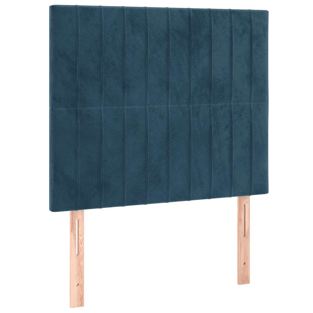 vidaXL Κρεβάτι Boxspring με Στρώμα Σκούρο Μπλε 90x190 εκ. Βελούδινο