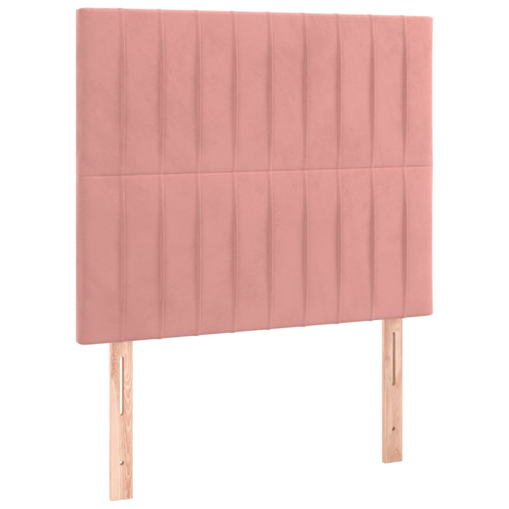 vidaXL Κρεβάτι Boxspring με Στρώμα Ροζ 90x190 εκ. Βελούδινο