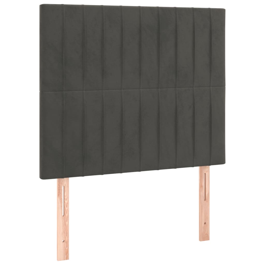 vidaXL Κρεβάτι Boxspring με Στρώμα Σκούρο Γκρι 90x200 εκ. Βελούδινο