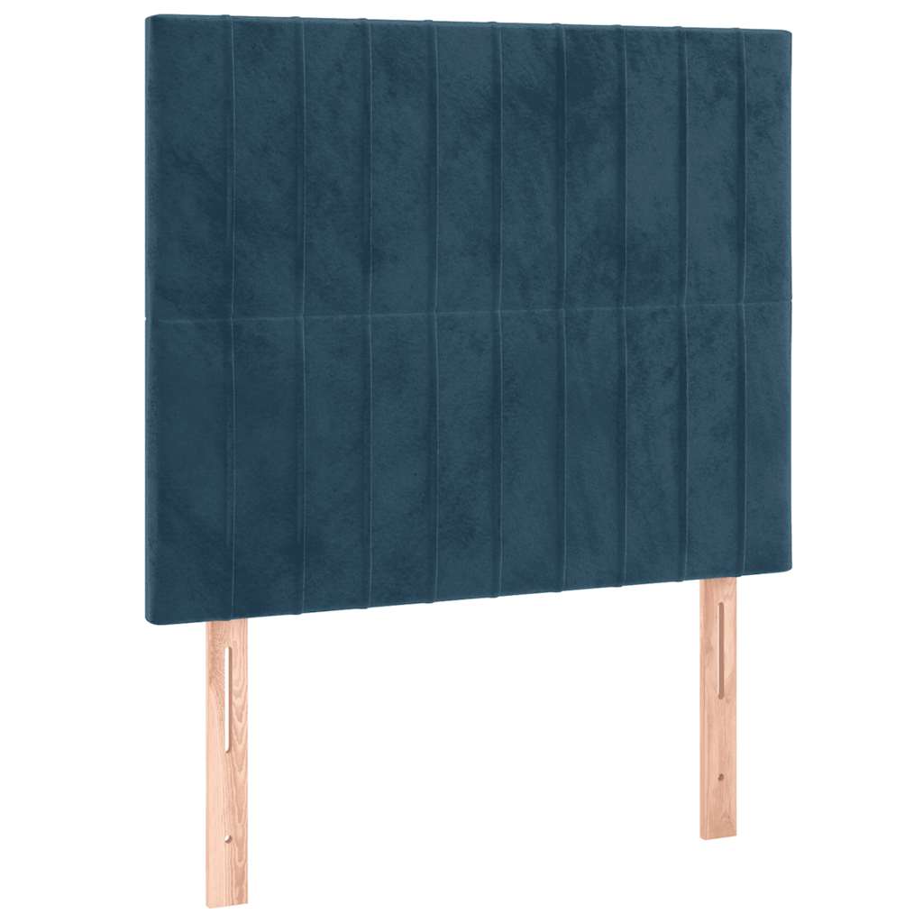 vidaXL Κρεβάτι Boxspring με Στρώμα Σκούρο Μπλε 90x200 εκ. Βελούδινο