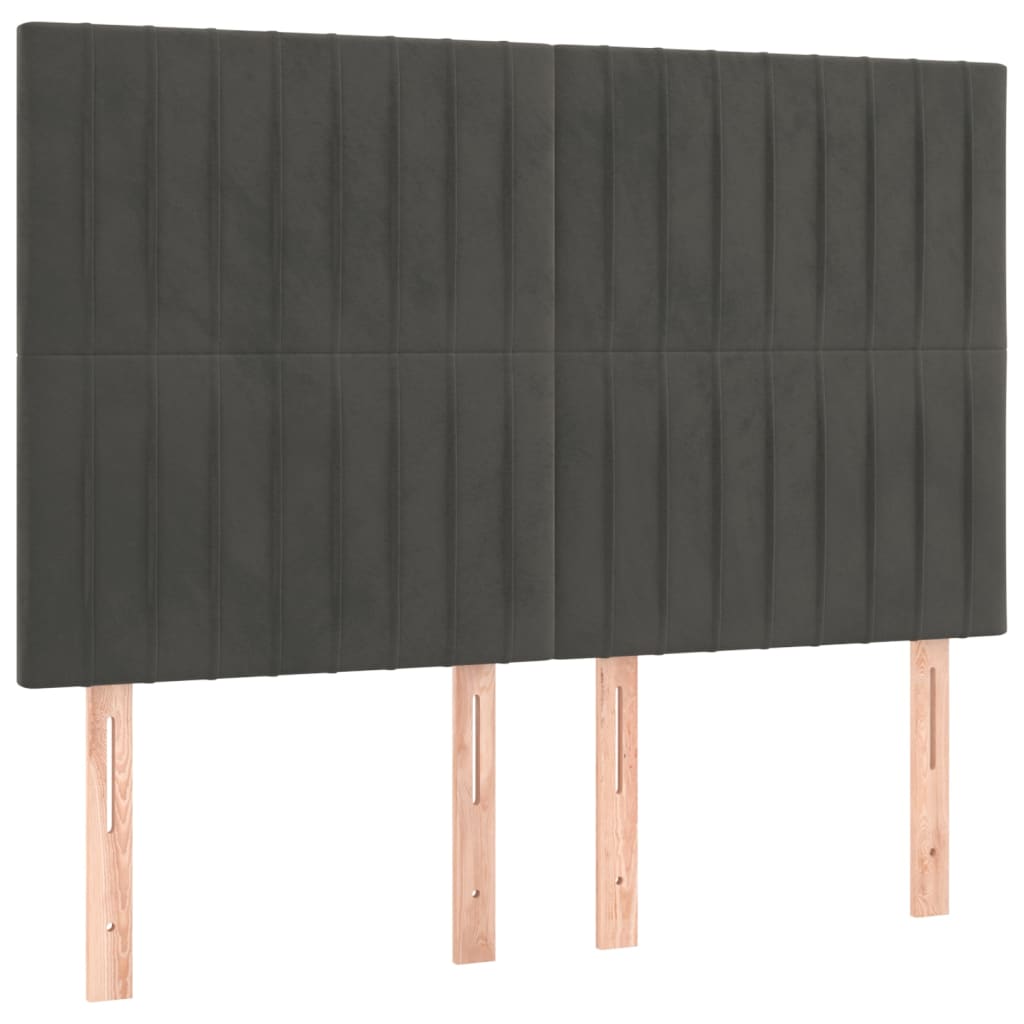 vidaXL Κρεβάτι Boxspring με Στρώμα Σκούρο Γκρι 140x200 εκ. Βελούδινο
