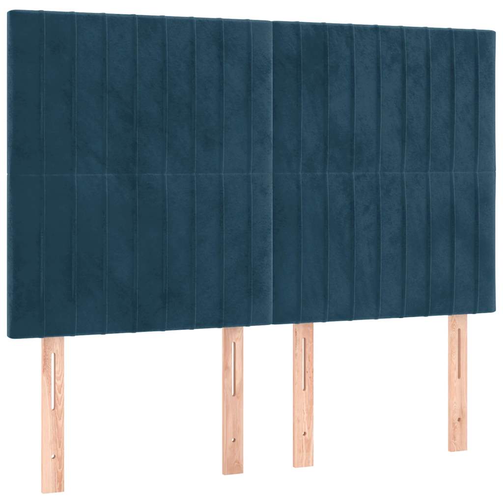 vidaXL Κρεβάτι Boxspring με Στρώμα Σκούρο Μπλε 140x200 εκ. Βελούδινο