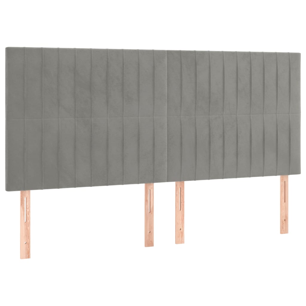 vidaXL Κρεβάτι Boxspring με Στρώμα Ανοιχτό Γκρι 180x200 εκ. Βελούδινο
