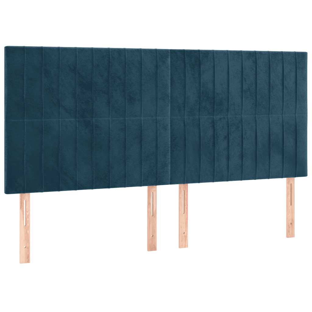 vidaXL Κρεβάτι Boxspring με Στρώμα Σκούρο Μπλε 180x200 εκ. Βελούδινο