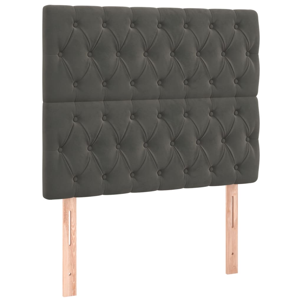vidaXL Κρεβάτι Boxspring με Στρώμα Σκούρο Γκρι 100x200 εκ. Βελούδινο