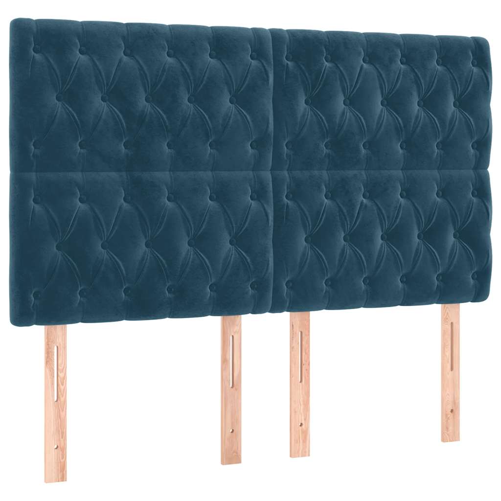 vidaXL Κρεβάτι Boxspring με Στρώμα Σκούρο Μπλε 140x200 εκ. Βελούδινο