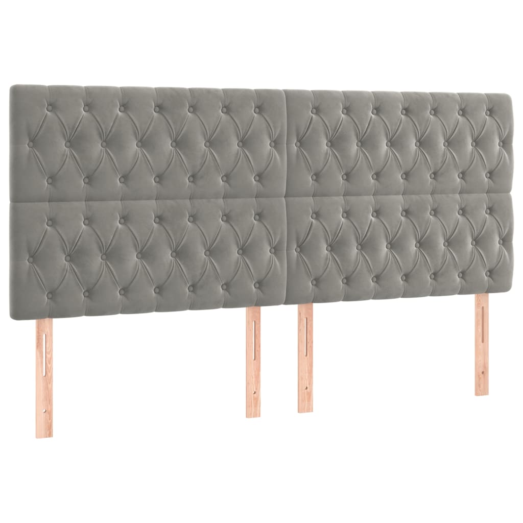 vidaXL Κρεβάτι Boxspring με Στρώμα Ανοιχτό Γκρι 180x200 εκ. Βελούδινο