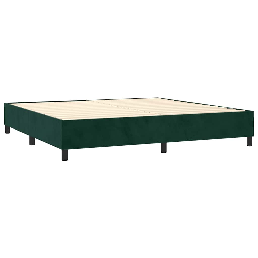 vidaXL Κρεβάτι Boxspring με Στρώμα Σκούρο Πράσινο 200x200εκ. Βελούδινο