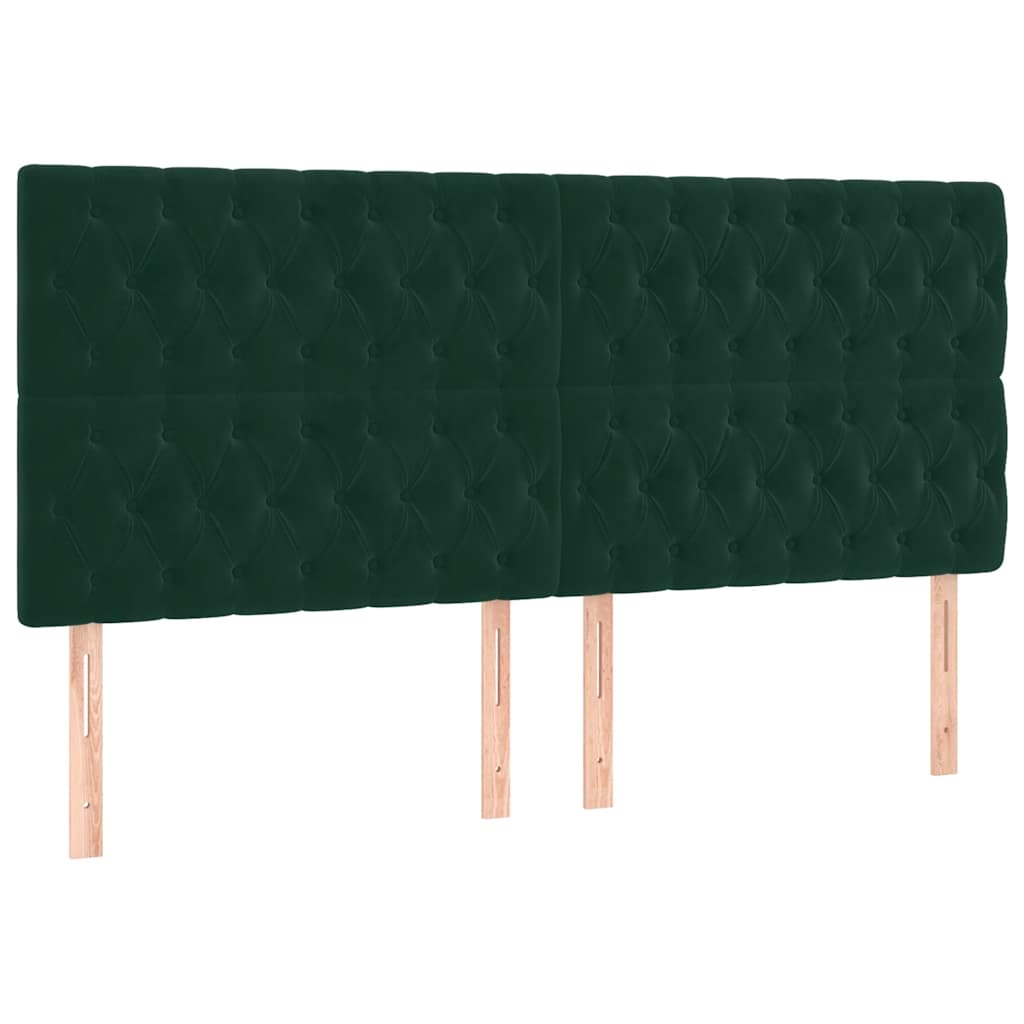 vidaXL Κρεβάτι Boxspring με Στρώμα Σκούρο Πράσινο 200x200εκ. Βελούδινο