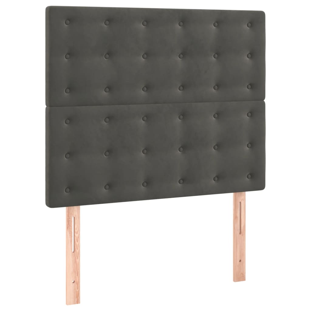 vidaXL Κρεβάτι Boxspring με Στρώμα Σκούρο Γκρι 90x190 εκ. Βελούδινο