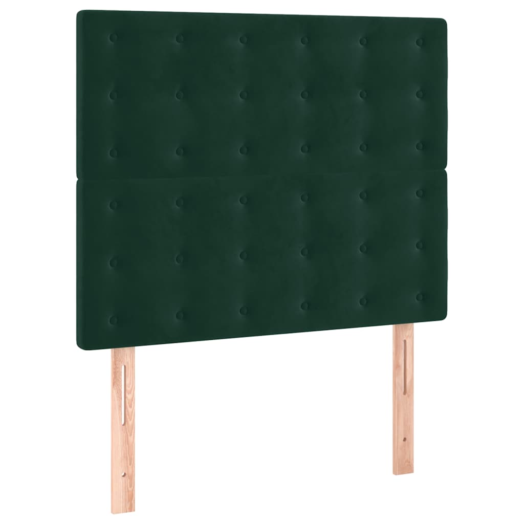 vidaXL Κρεβάτι Boxspring με Στρώμα Σκούρο Πράσινο 90x200 εκ. Βελούδινο