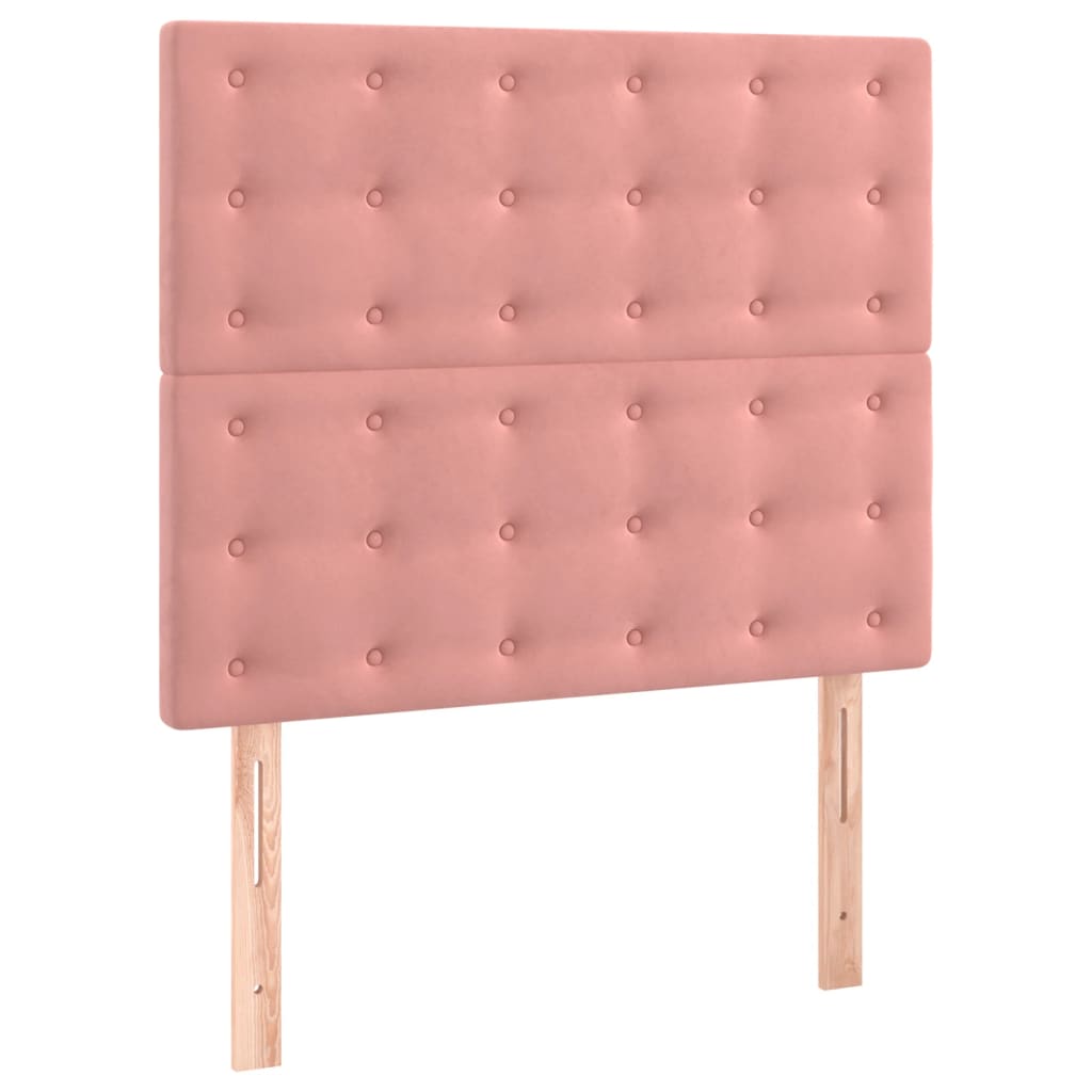 vidaXL Κρεβάτι Boxspring με Στρώμα Ροζ 90x200 εκ. Βελούδινο