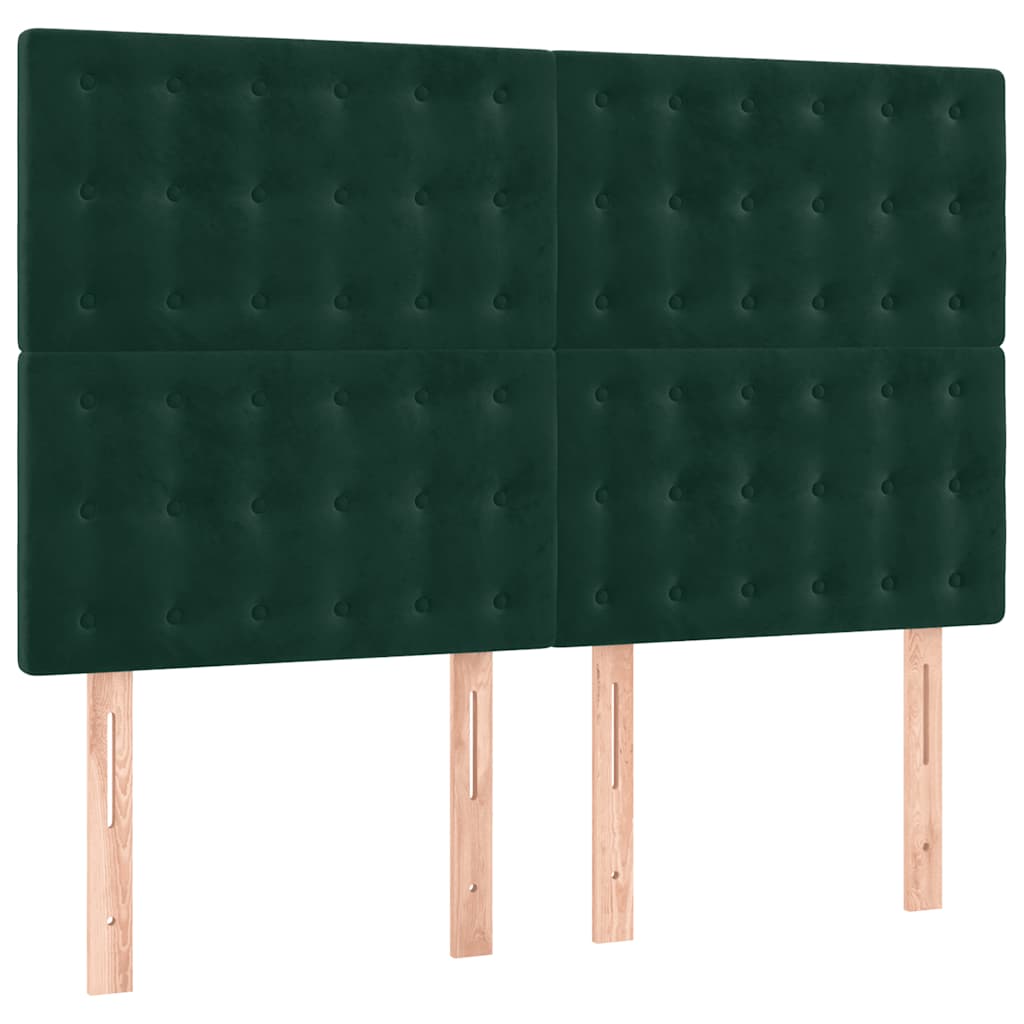 vidaXL Κρεβάτι Boxspring με Στρώμα Σκούρο Πράσινο 140x190εκ. Βελούδινο