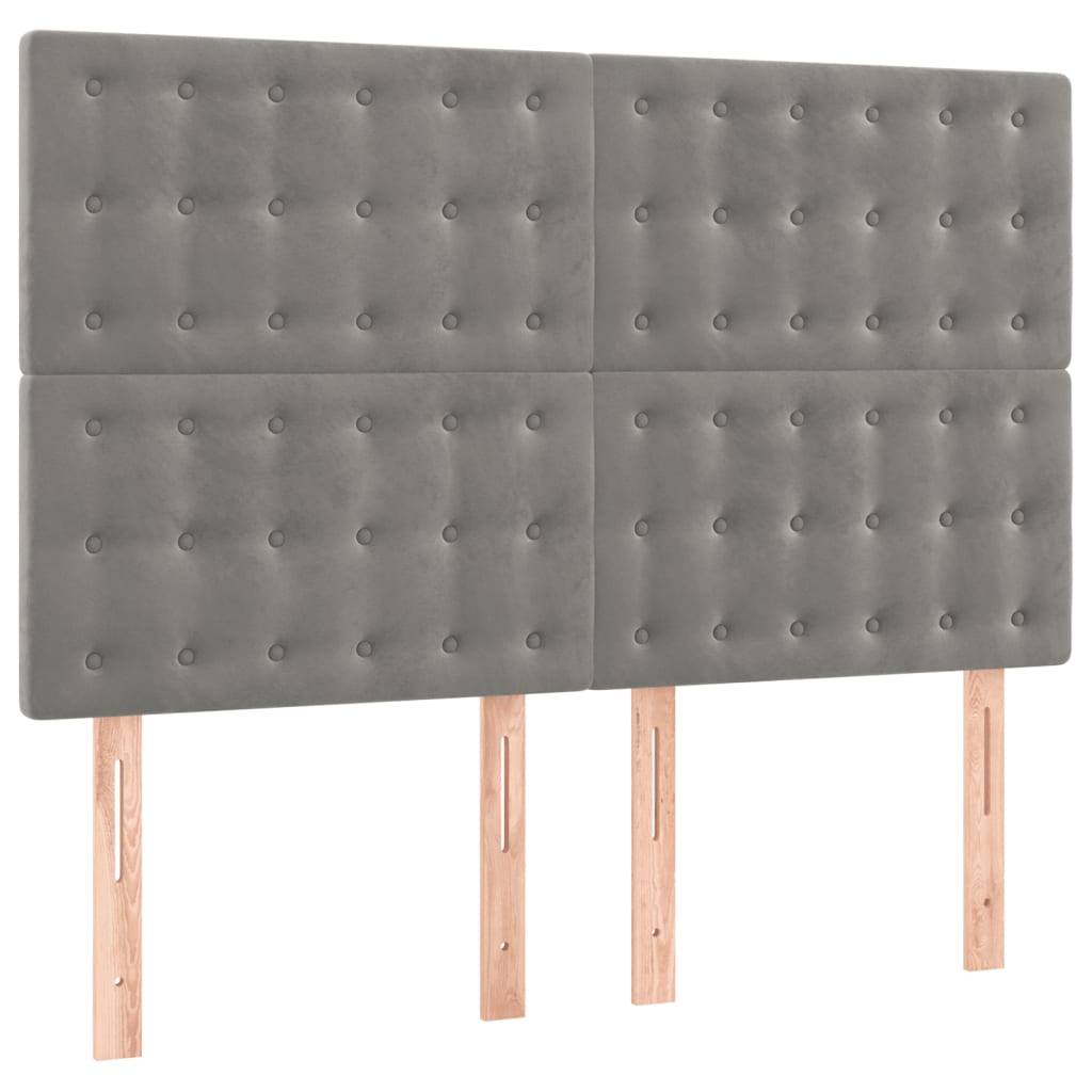 vidaXL Κρεβάτι Boxspring με Στρώμα Ανοιχτό Γκρι 140x200 εκ. Βελούδινο